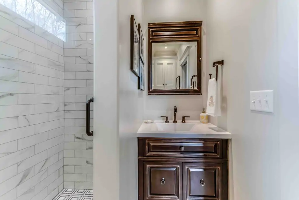 Bathroom remodel built by Trick Construction.